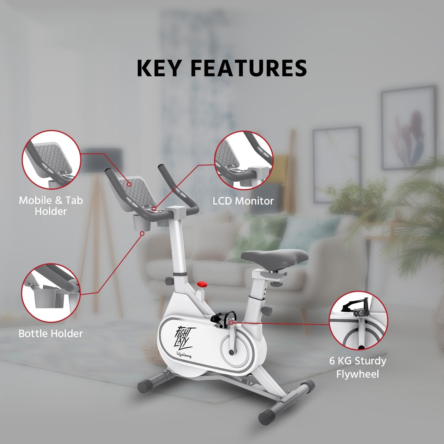Fit Pro Spin Bike — 120 kg Capacity | 7 kg Flywheel | 12 Resistance Levels | Heart‑Rate LCD