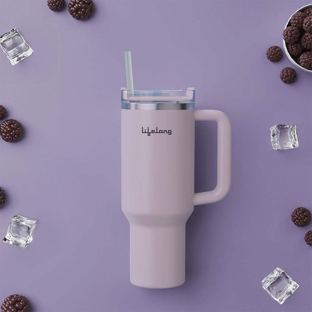 Double Walled Vacuum Insulated Tumbler with Handle 1200ml-Lavender Mist