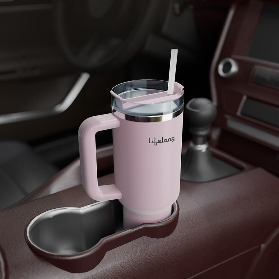Double Walled Vacuum Insulated Tumbler with Handle 1200ml-Lavender Mist