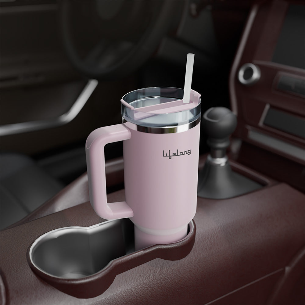 Double Walled Vacuum Insulated Tumbler with Handle 1200ml-Lavender Mist