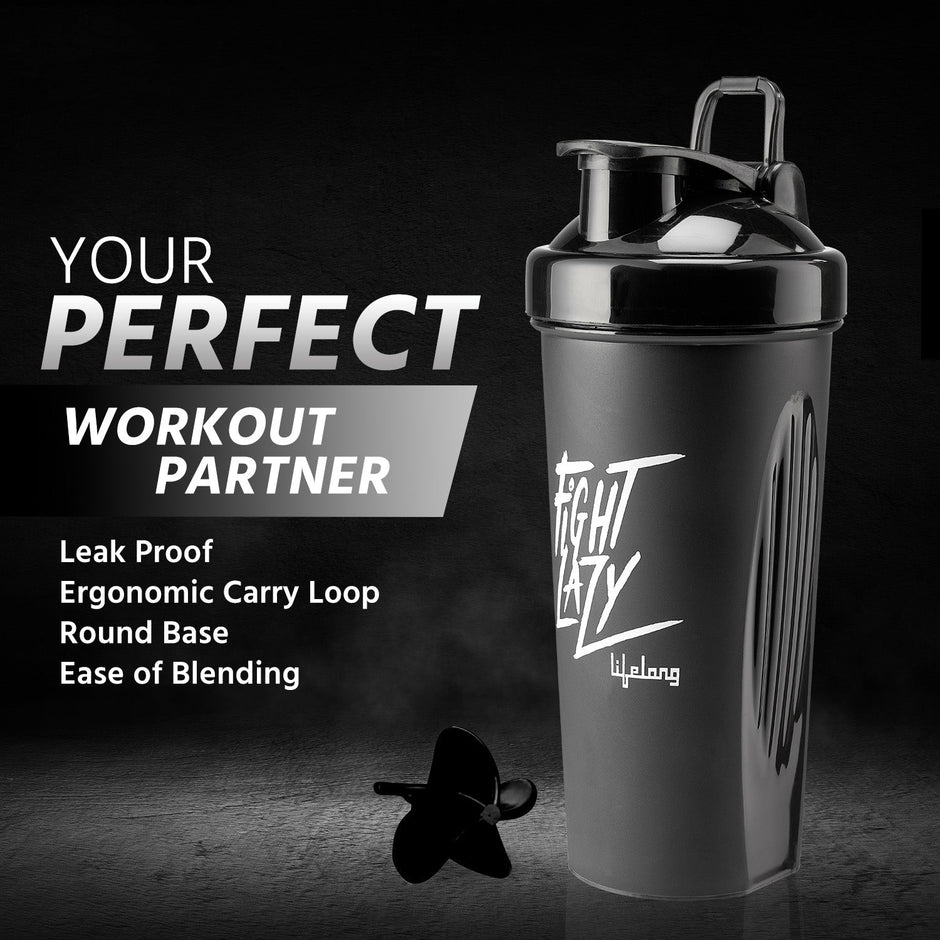 Lifelong Protein Shaker Bottle with Blender Ball | Leakproof, Wide Mouth, Flip Cap, 700ml - LLSHB04