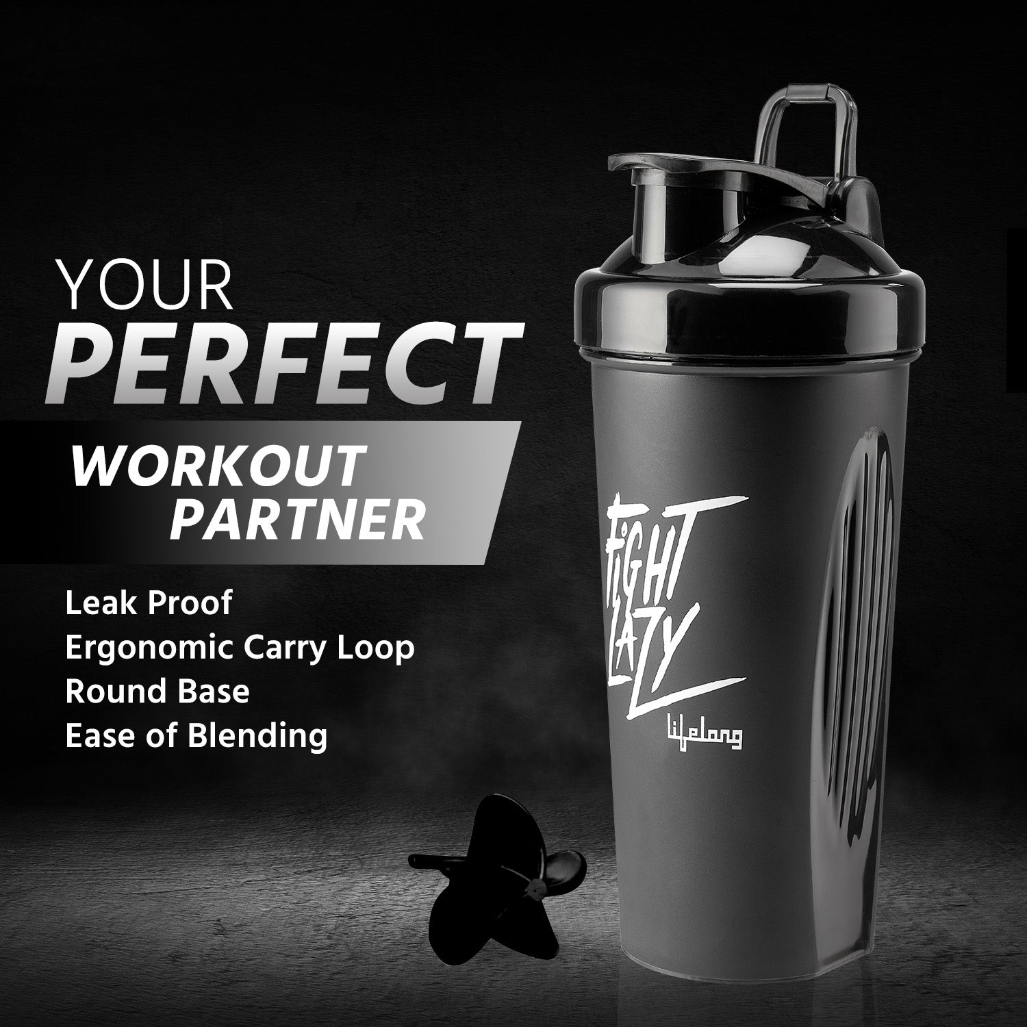 Lifelong Protein Shaker Bottle with Blender Ball | Leakproof, Wide Mouth, Flip Cap, 700ml - LLSHB04