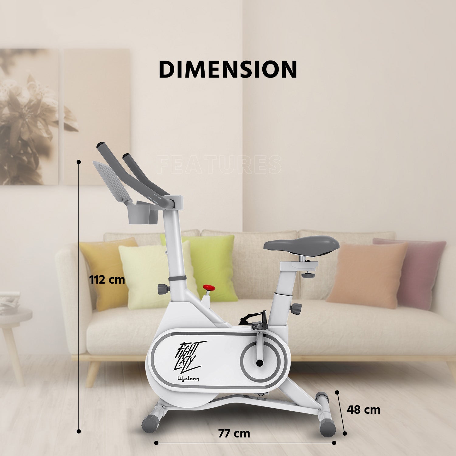 Fit Pro Spin Bike — 120 kg Capacity | 7 kg Flywheel | 12 Resistance Levels | Heart‑Rate LCD