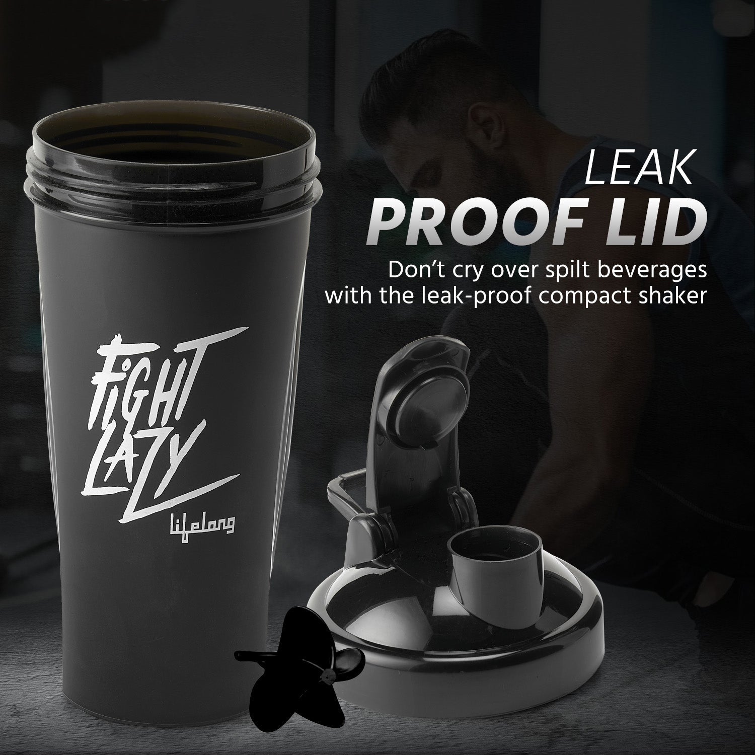 Lifelong Protein Shaker Bottle with Blender Ball | Leakproof, Wide Mouth, Flip Cap, 700ml - LLSHB04