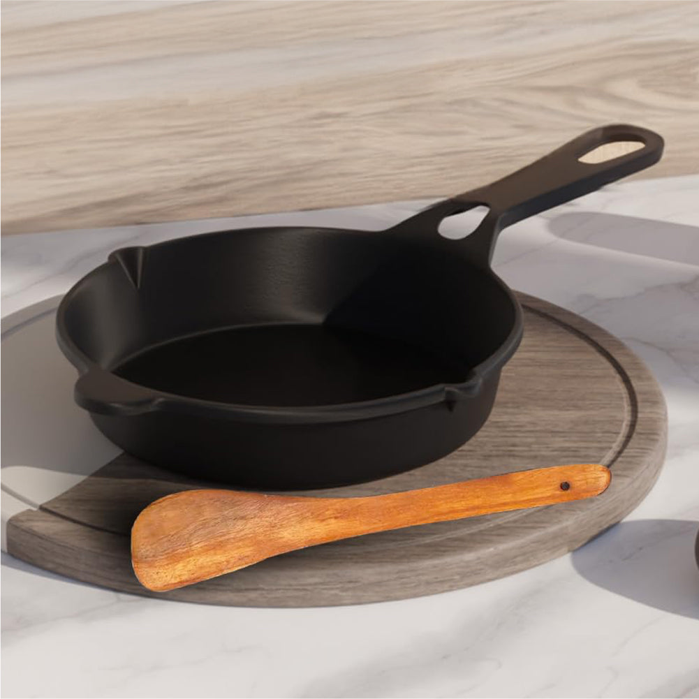 Lifelong cast Iron Fry Pan 10 inch (260mm) With Wooden Spatula