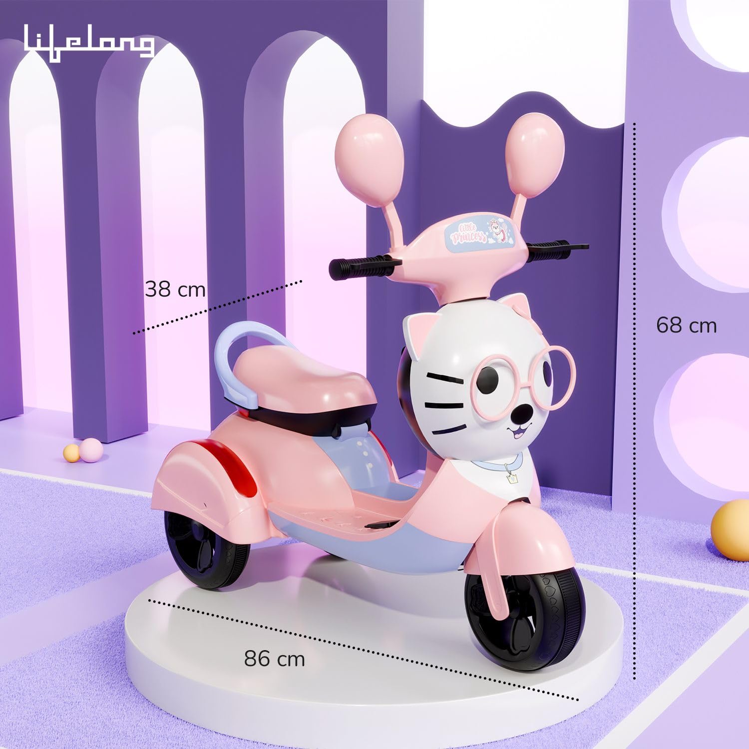 Lifelong Kitty-Themed Electric Ride-On Scooter for Kids (3-8 Years)