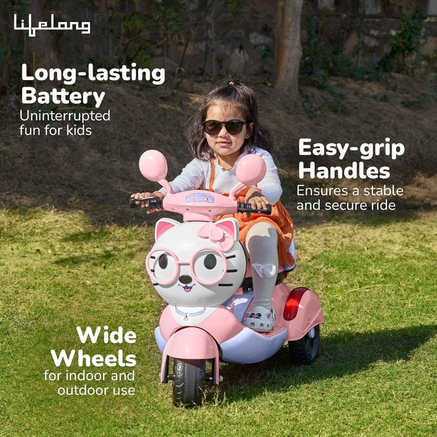 Lifelong Kitty-Themed Electric Ride-On Scooter for Kids (3-8 Years)
