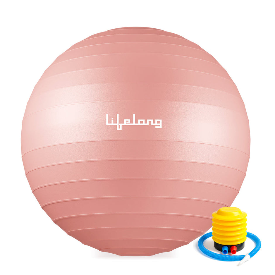 Lifelong LLFAGB75P Gym Ball for Exercise Anti Burst Exercise Ball with Foot Pump for Workout Yoga Ball for Women and Men, Pink