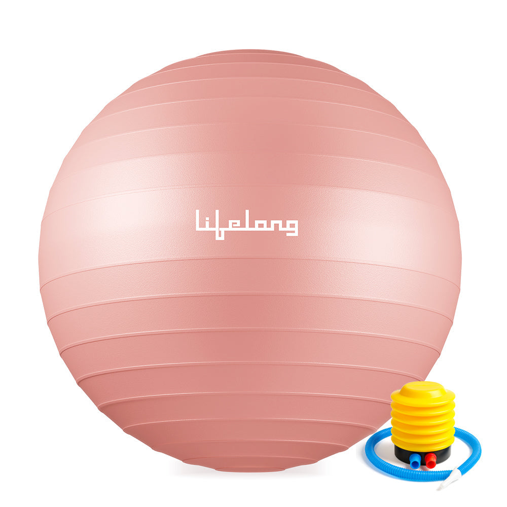 Lifelong LLFAGB75P Gym Ball for Exercise Anti Burst Exercise Ball with Foot Pump for Workout Yoga Ball for Women and Men, Pink