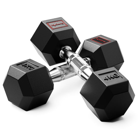 Lifelong Rubber Dumbbells Set for Home Gym (2 x 4kg)
