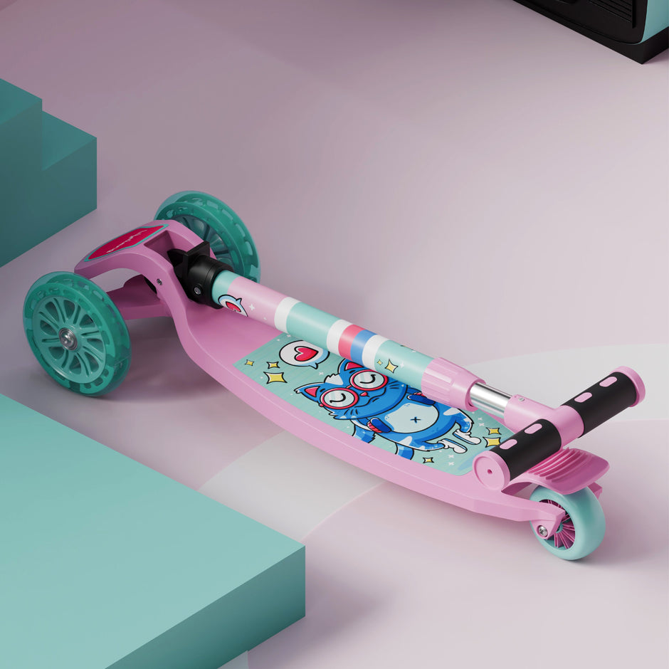 Kids Scooter with Broad Wheels (Pink/Blue)