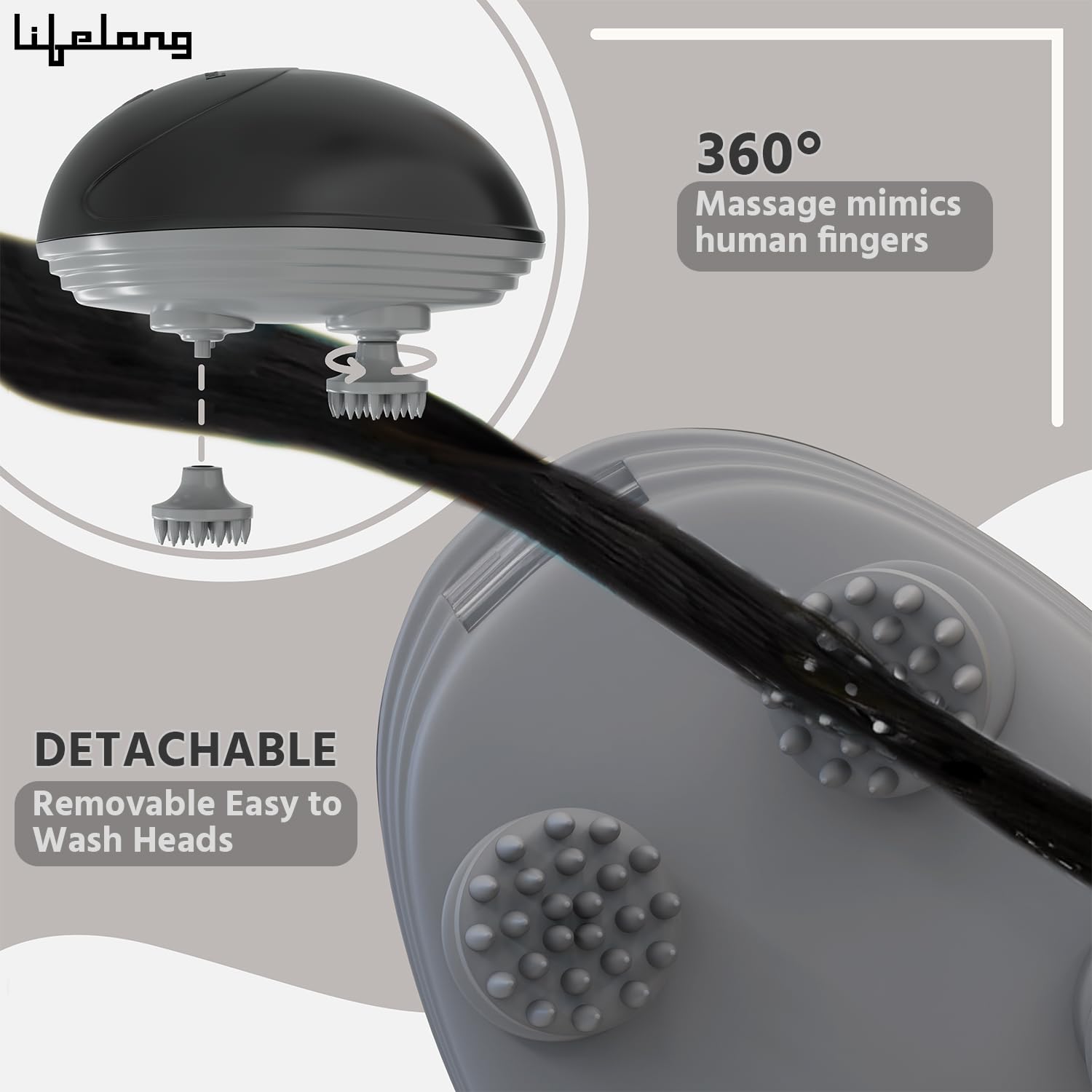 Lifelong Rechargeable Scalp Massager (Black)