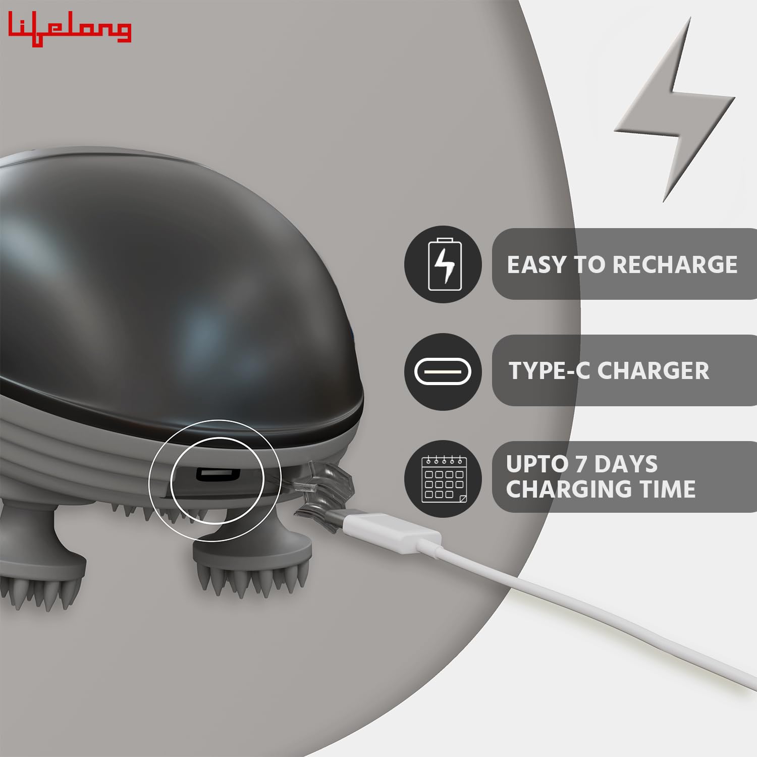 Lifelong Rechargeable Scalp Massager (Black)