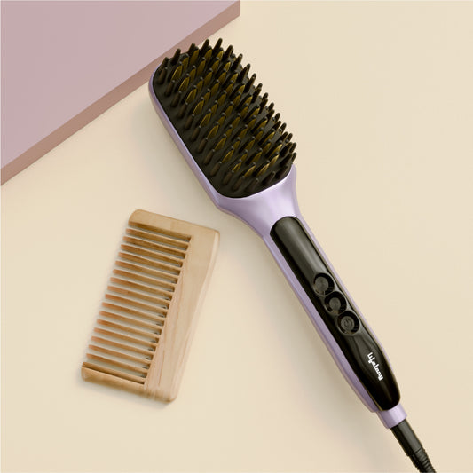 Hair Straightener Comb | 1 Year Warranty | Hair Straightener Brush for Women, Hair Straightener Brush with Keratin Ceramic Bristles