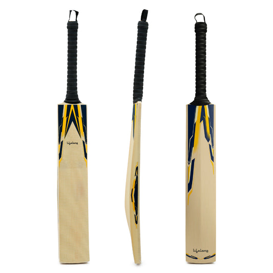 Lifelong Poplar Wood Cricket Bat - Lightweight Tennis Ball Bat with Grip, for Adults & Tournament Play