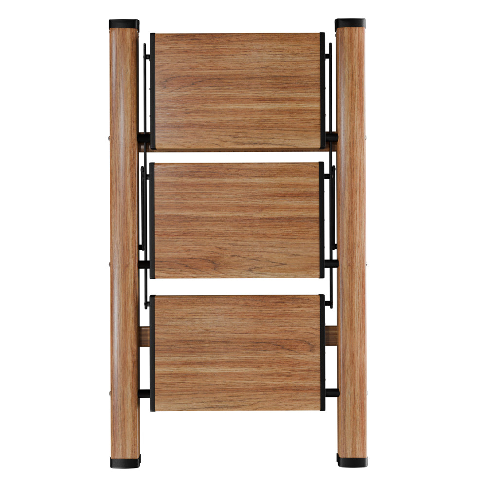 Lifelong 3 Step Foldable Ladder for Home – Wooden Finish, 150kg Load, Portable & Sturdy