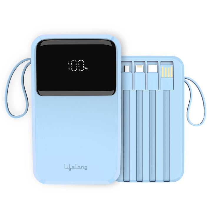 20000mAh ZenCharge Power Bank with Built-In Cables