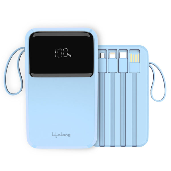 20000mAh ZenCharge Power Bank with Built-In Cables