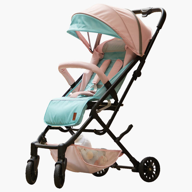 Lifelong Cuppy Baby Stroller , Baby Pram , Carbon Steel, 5 point harness belt, 3 reclining functions. (Pink Green)