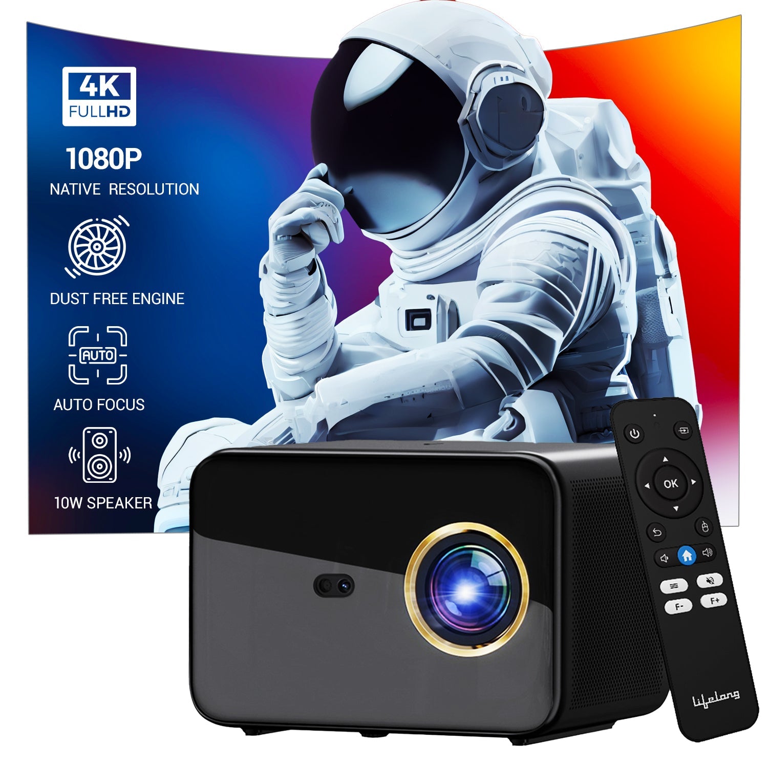 SmartStream Smart Projector, Android 9 with Built-in Smart Apps, Nativ ...