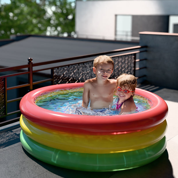 Swimming Pool for Kids | Inflatable Sunset Glow Round Colourful Ring Baby Pool (MultiColor)