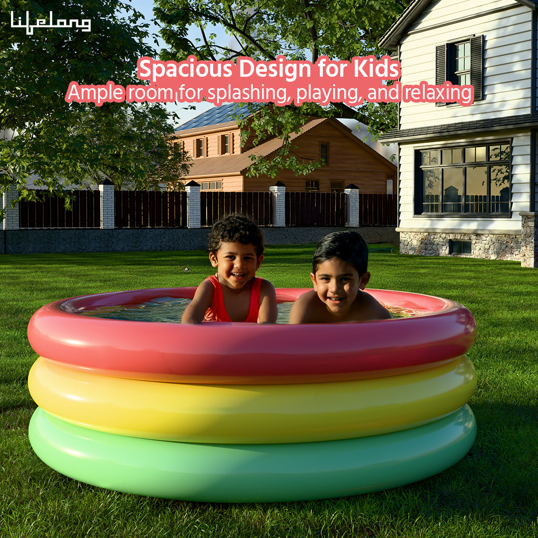 Swimming Pool for Kids | Inflatable Sunset Glow Round Colourful Ring Baby Pool Portable Baby Bath tub | 0-5 Years | Indoor & Outdoor Swimming Pool for Kids (Multicolor)