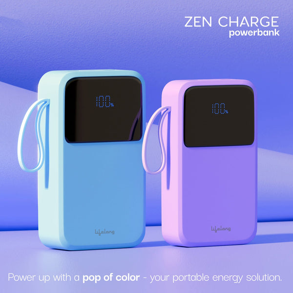 20000mAh ZenCharge Power Bank with Built-In Cables
