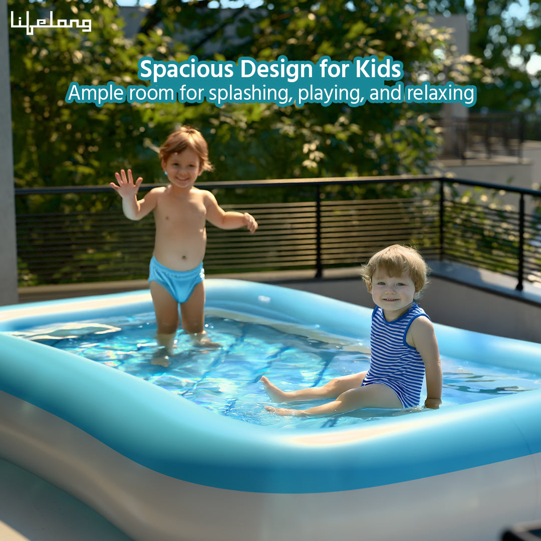 Swimming Pool for Kids | Inflatable Sunset Glow Round Colourful Ring Baby Pool Portable Baby Bath tub | 0-5 Years | Indoor & Outdoor Swimming Pool for Kids (Blue)