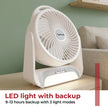 Lifelong Rechargeable Personal Table Fan with LED Light | 5W BLDC Motor | 3 Speed up to 2700 RPM | 2400mAh Battery | Portable Desk Fan