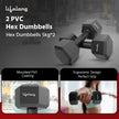 Lifelong PVC Hex Dumbbells Pack of 2 (5kg*2) Black Color for Home Gym Equipment Fitness Barbell|Gym Exercise|Home Workout, Gym Dumbbells|Dumbbells Weights for Men & Women