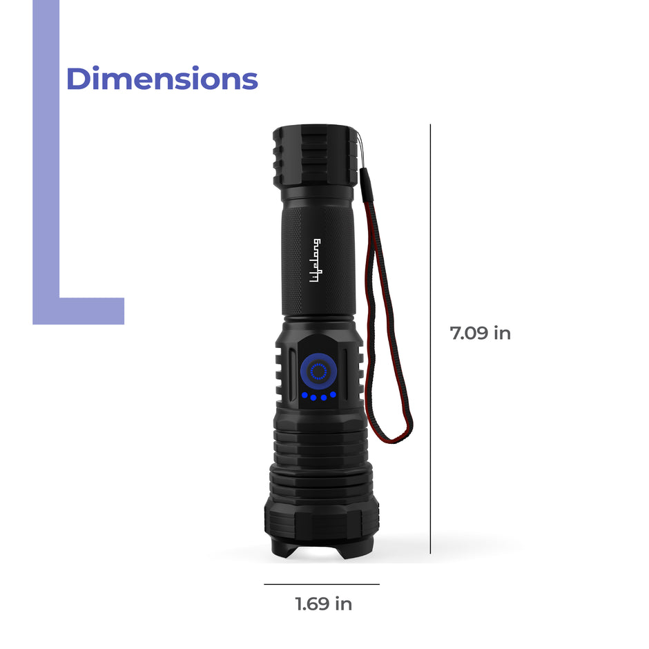 Lifelong Rechargeable High Power Torch Light | 5000 Lumens,  XHP90 Emergency Flash Light for Night| 5000 mAh | IP55 Dust & Waterproof |Adjustable Focus Zoom & Wide Beam for Camping, Trekking & Outdoor