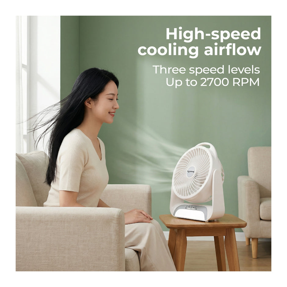 Lifelong Rechargeable Personal Table Fan with LED Light | 5W BLDC Motor | 3 Speed up to 2700 RPM | 2400mAh Battery | Portable Desk Fan