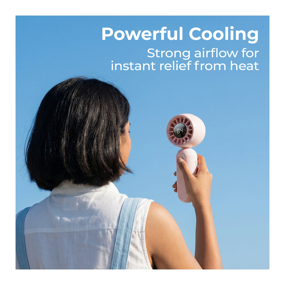 Lifelong Personal Hand Fan with Cool Touch & Hiking Buckle | USB Type-C Rechargeable Portable Mini Fan | 2000mAh Battery, 3 Speed up to 7500 RPM | Handheld Travel Fan for Outdoor, Office & Camping (Beige)