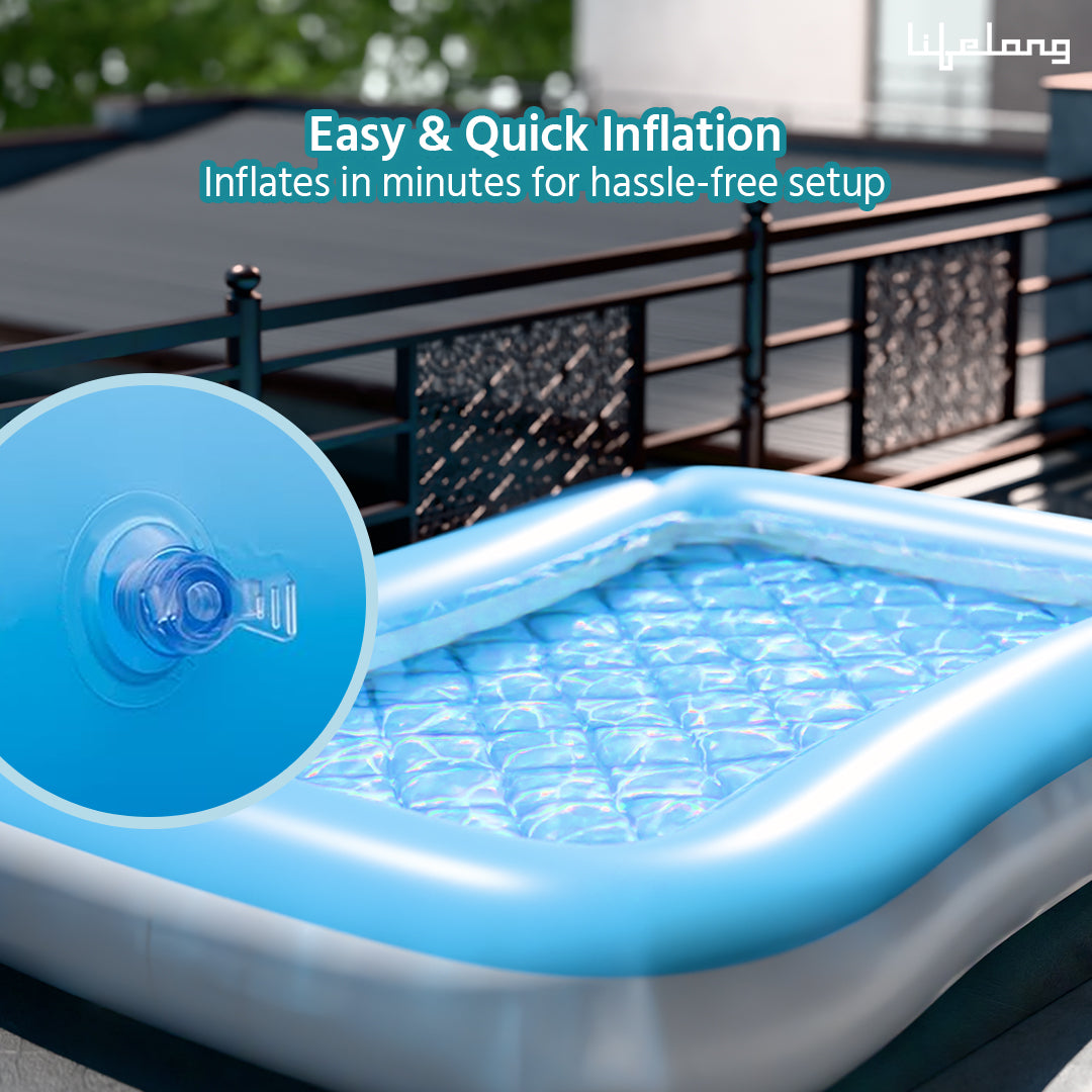 Swimming Pool for Kids | Inflatable Sunset Glow Round Colourful Ring Baby Pool Portable Baby Bath tub | 0-5 Years | Indoor & Outdoor Swimming Pool for Kids (Blue)