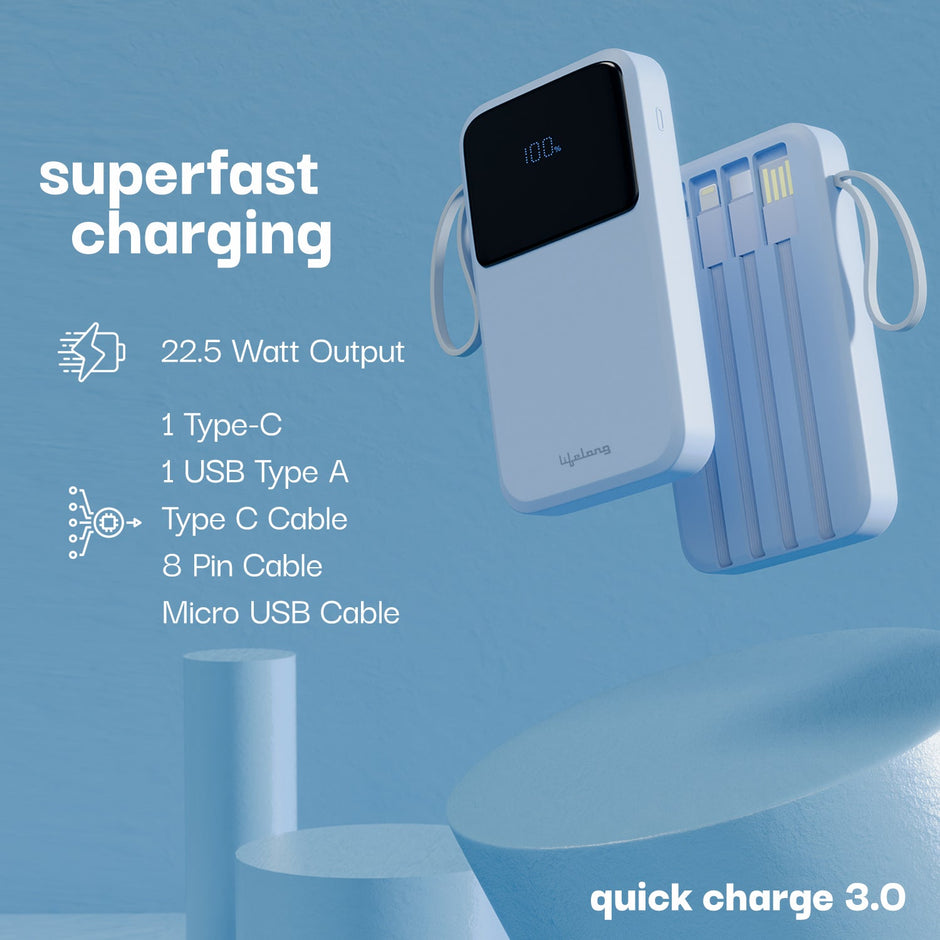 Lifelong 10000 mAh 22.5W fast cahrging powerbank