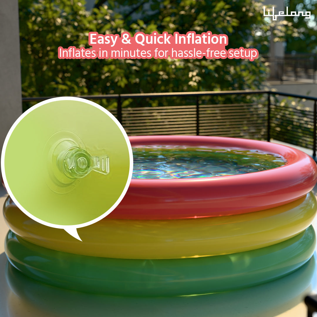 Swimming Pool for Kids | Inflatable Sunset Glow Round Colourful Ring Baby Pool (MultiColor)