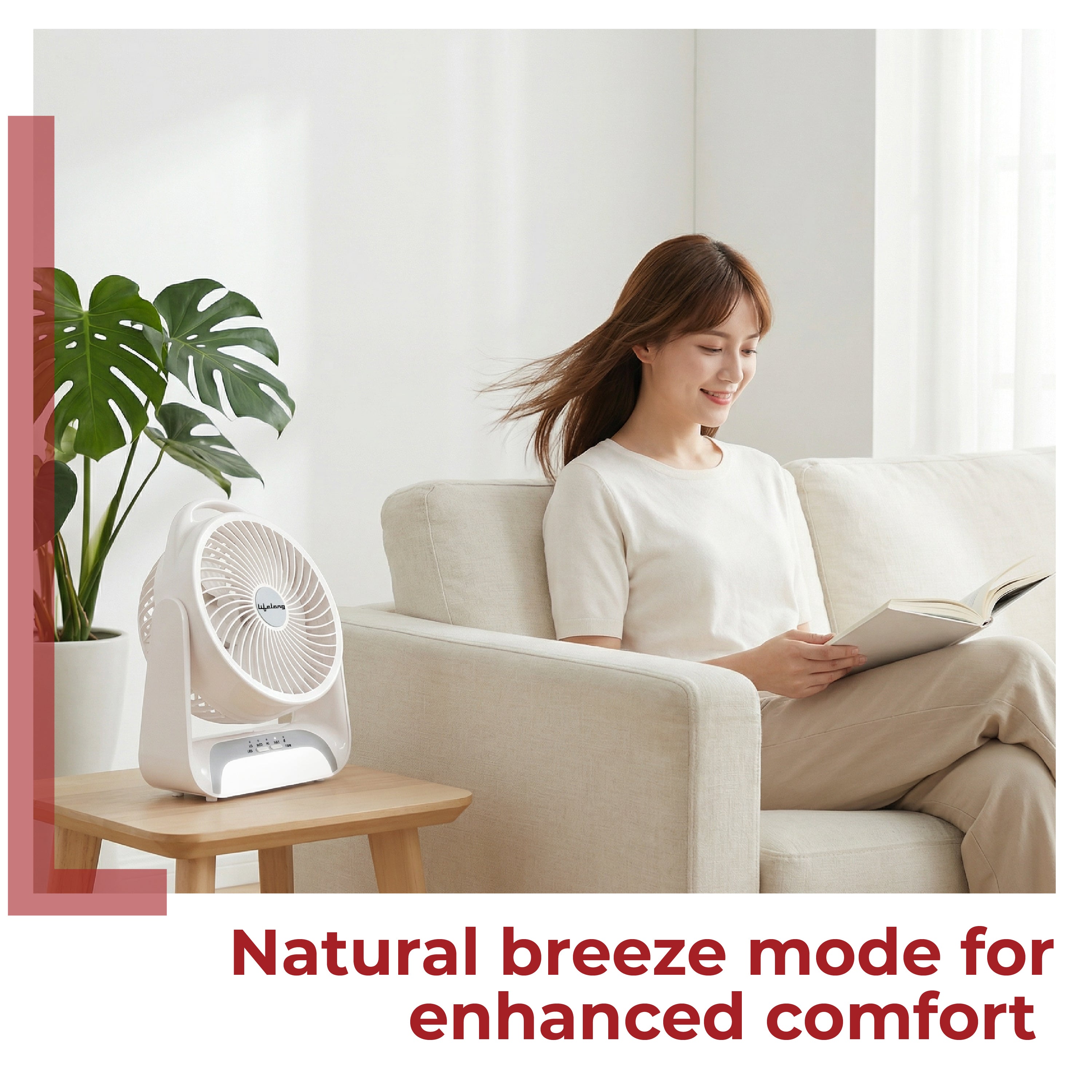 Lifelong Rechargeable Personal Table Fan with LED Light | 5W BLDC Motor | 3 Speed up to 2700 RPM | 2400mAh Battery | Portable Desk Fan