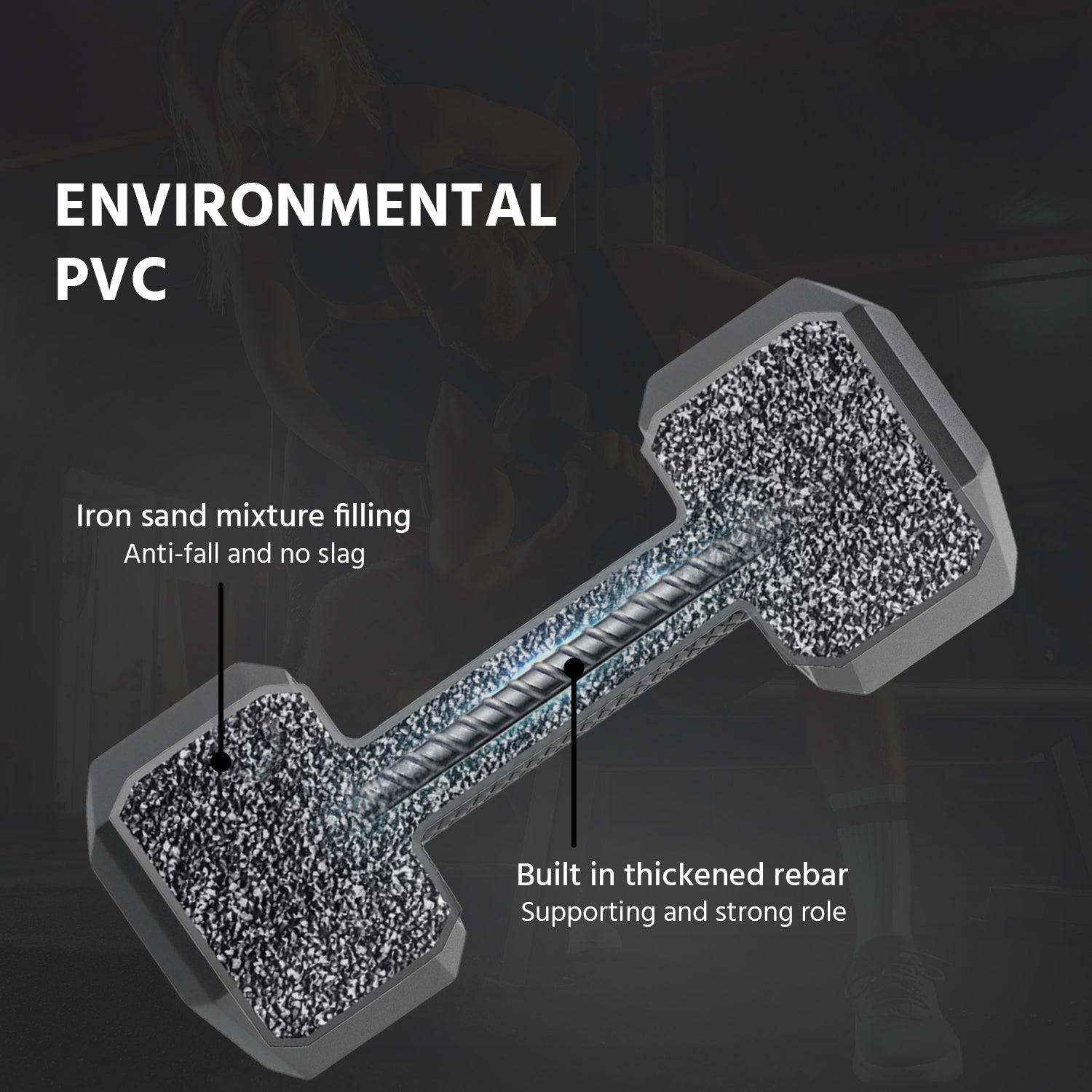 PVC Hex Dumbbells Pack of 2 (1kg*2)