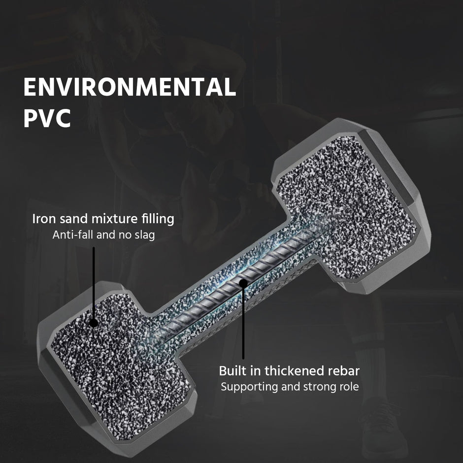 Lifelong PVC Hex Dumbbells Pack of 2 (5kg*2) Black Color for Home Gym Equipment Fitness Barbell|