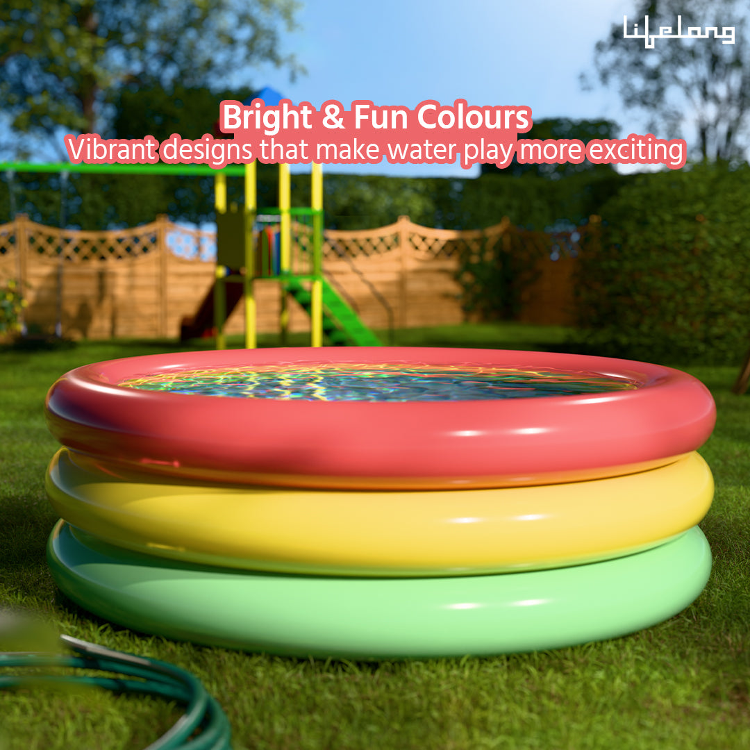 Swimming Pool for Kids | Inflatable Sunset Glow Round Colourful Ring Baby Pool Portable Baby Bath tub | 0-5 Years | Indoor & Outdoor Swimming Pool for Kids (Multicolor)