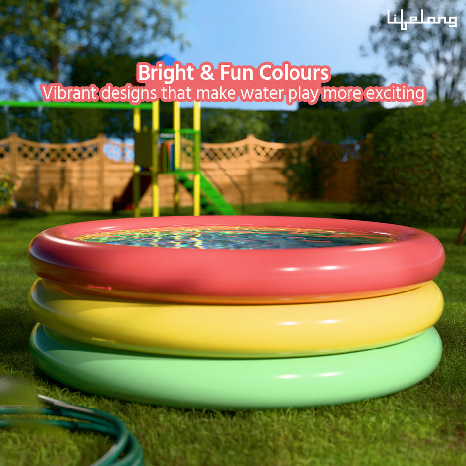 Swimming Pool for Kids | Inflatable Sunset Glow Round Colourful Ring Baby Pool (MultiColor)