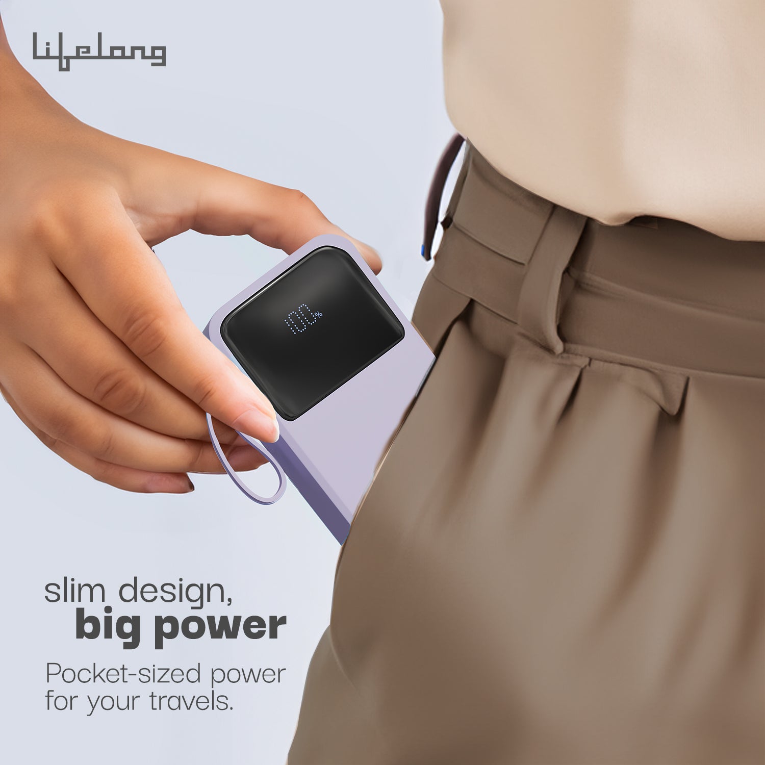 Lifelong Electronics 10000mAh 22.5W Fast Charging Power Bank | 3 Inputs (1 Built-in USB A Cable + 1 C + 1 Lightning Port) & 6 Outputs (3 Built-in Cables + 1 C + 2 A Port) | Small Pocket Size Powerbank
