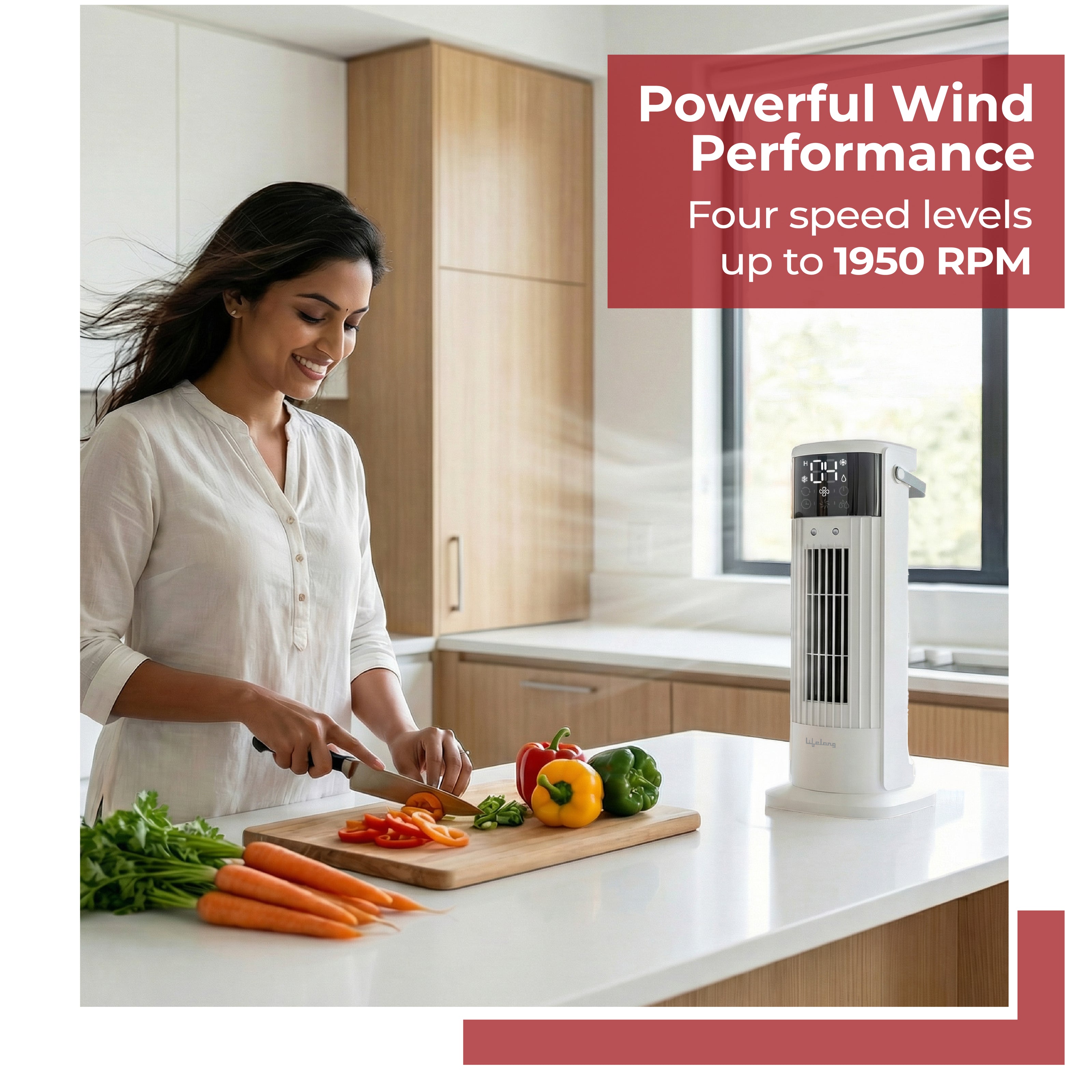 Lifelong Oscillating Tower Cooler with Remote Control (White Color)