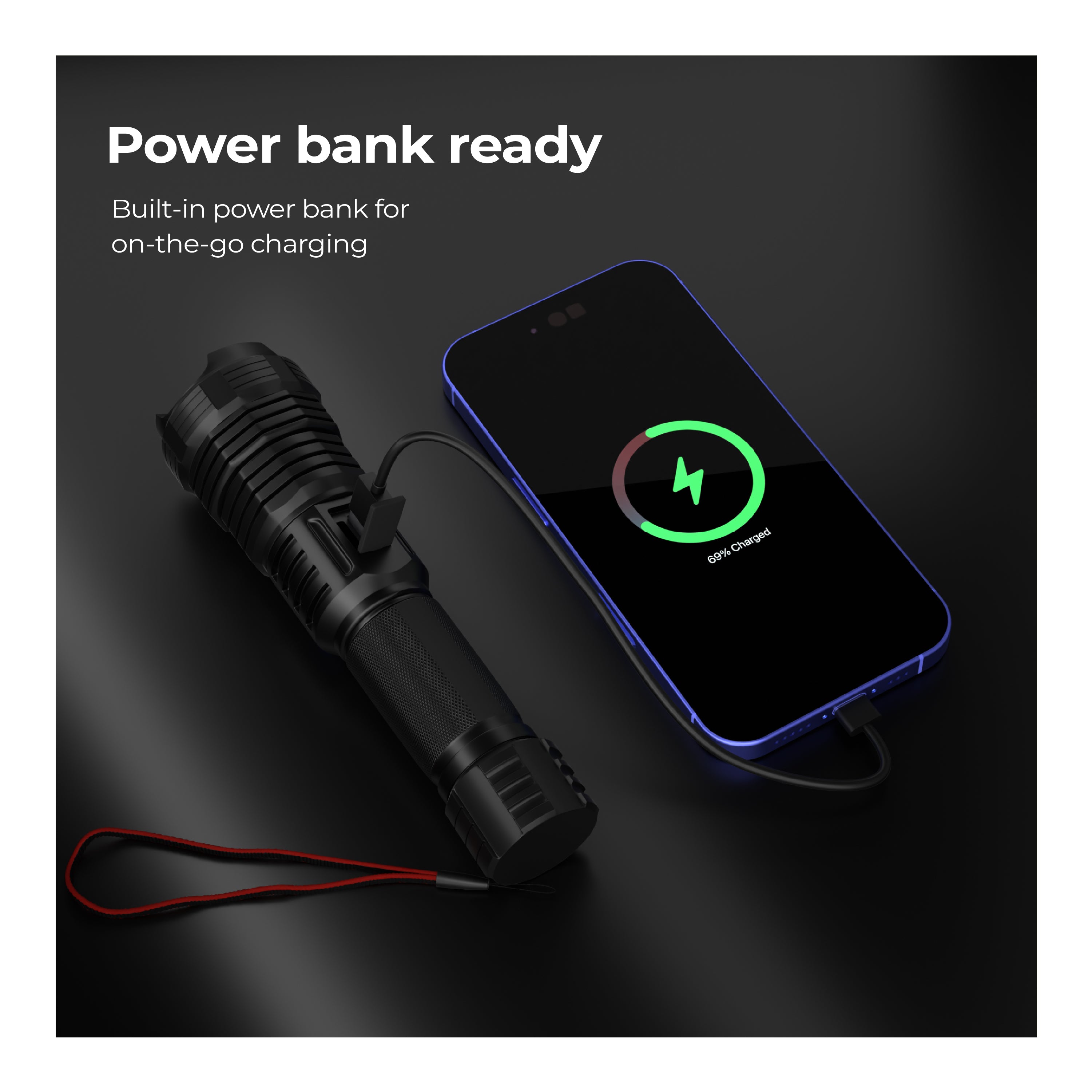 Lifelong Rechargeable High Power Torch Light | 5000 Lumens,  XHP90 Emergency Flash Light for Night| 5000 mAh | IP55 Dust & Waterproof |Adjustable Focus Zoom & Wide Beam for Camping, Trekking & Outdoor