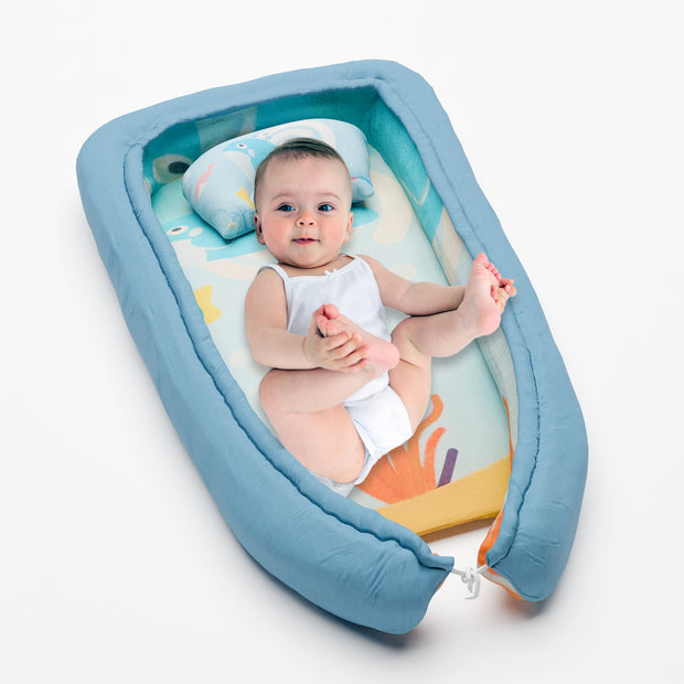 Lifelong Cuppy Newborn Baby Nest Bed with Headrest | Reversible, Foldable & Adjustable Infant Sleeping Bed | Soft Cotton Mattress for 0–2 Years