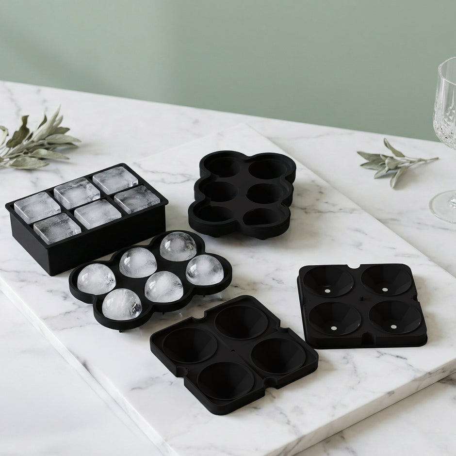 Lifelong Ice Cube Tray - Set of 3 | Silicone Ice Moulds for Freezer | Square, Round & Diamond | Food-Grade, Leakproof, Easy Release | Large Cubes for Cocktails, Yogurt, Ice Cream(-30°C to 280°C)