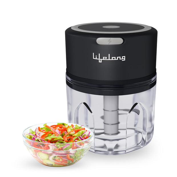 Lifelong LLWC02 Rechargeable Wireless Electric Chopper , Black-250 ml