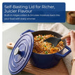 Lifelong Enamel Cast Iron Casserole with Lid (3.8L, 24cm) | Oven, Gas & Induction Compatible | Slow Cooking, Even Heat Distribution, Nontoxic, Durable, Naturally Nonstick, No Stains or Scratch (Blue)