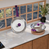 Stainless Steel Kadhai and Fry Pan with Lid