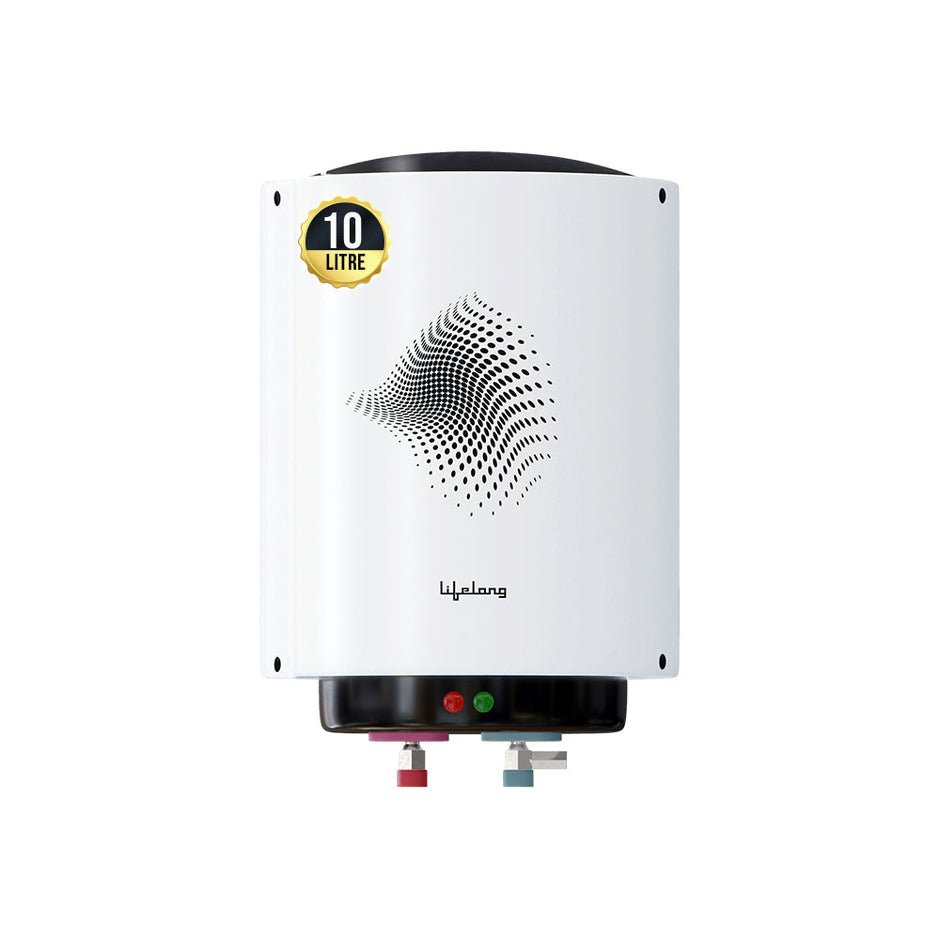 Lifelong Water Heater for Home - Water Geyser 10 ltr with 3 Star BEE Rating - 2000W Electric Geyser for Bathroom with Metal Body & Tank -Vertical Wall Mount Hot Water 10 Litre Storage Geyser